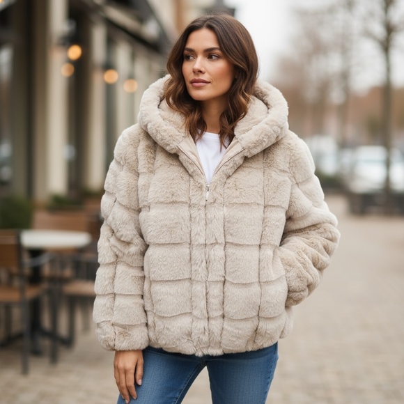Jackets & Blazers - Women’s Faux Fur Hooded Jacket size M. NWT